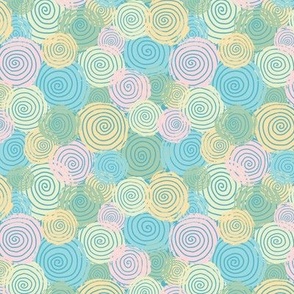 Abstract spinning polka dots in - pastel spring tones