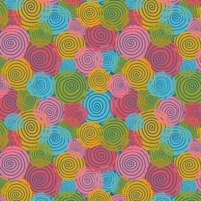 Abstract spinning polka dots in - bright summer tones