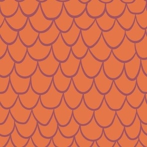 Hand Drawn Scallop-Slate Pink On Gypsy Soul Orange-Adventurous Fox Collection