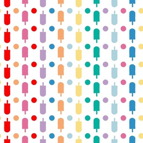Ice Lolly Popsicle Polka dots on White with Rainbow colours