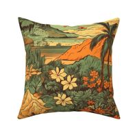 Vintage Hawaiian Landscape Green