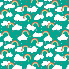 I love rainbows, fluffy clouds and hearts on green