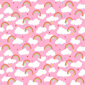 I love rainbows, fluffy clouds and hearts on pink