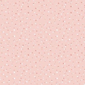Polka Dots Hand Drawn Random Pastel Dusty Pink White SMALL