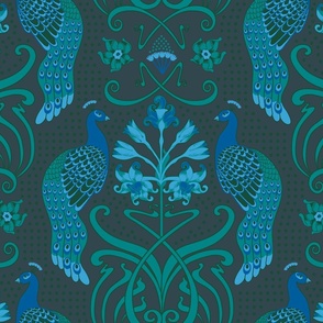 (L) Peacock Nouveau_Dark Green 