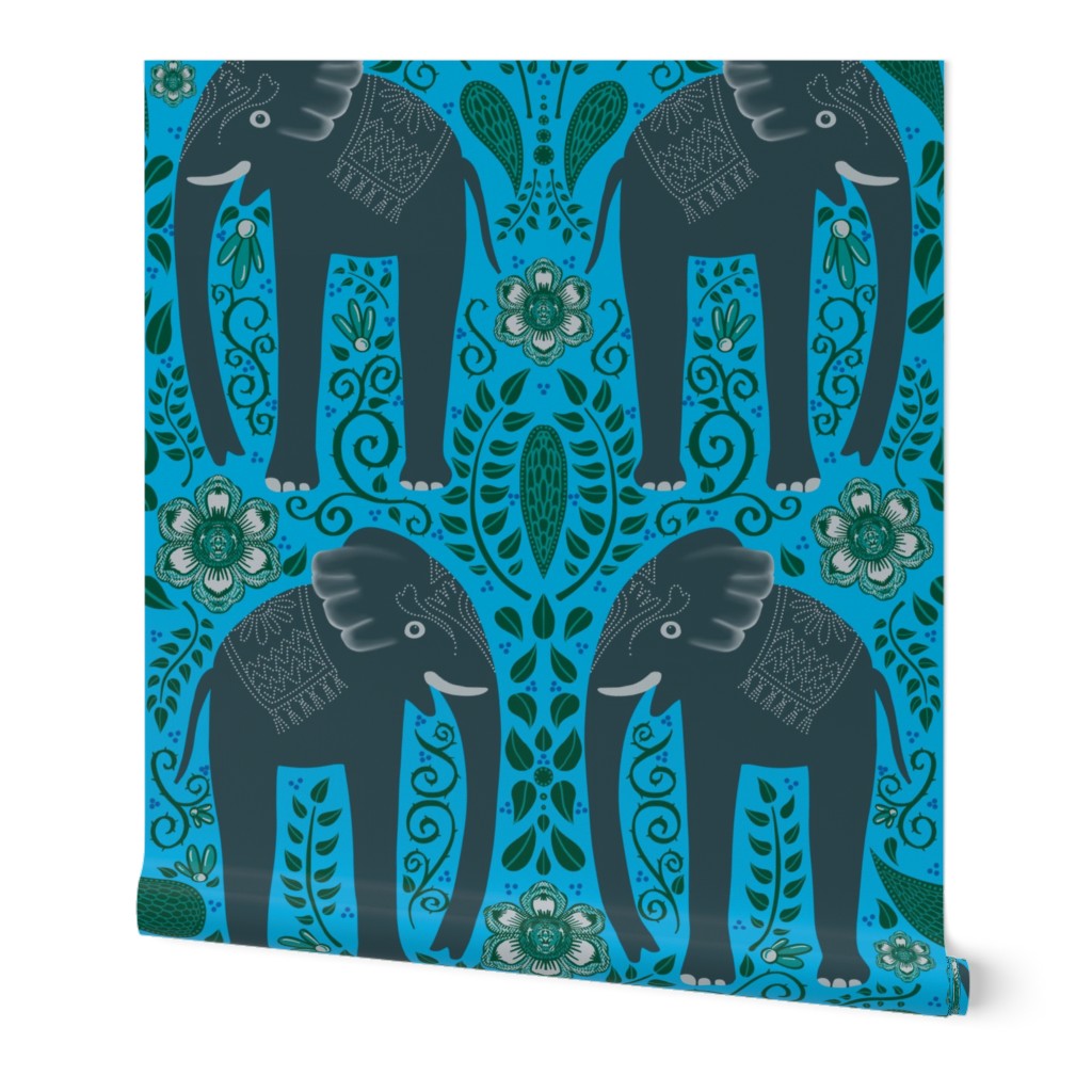 Ultra Steady Elephants on blue