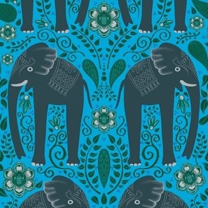Ultra Steady Elephants on blue