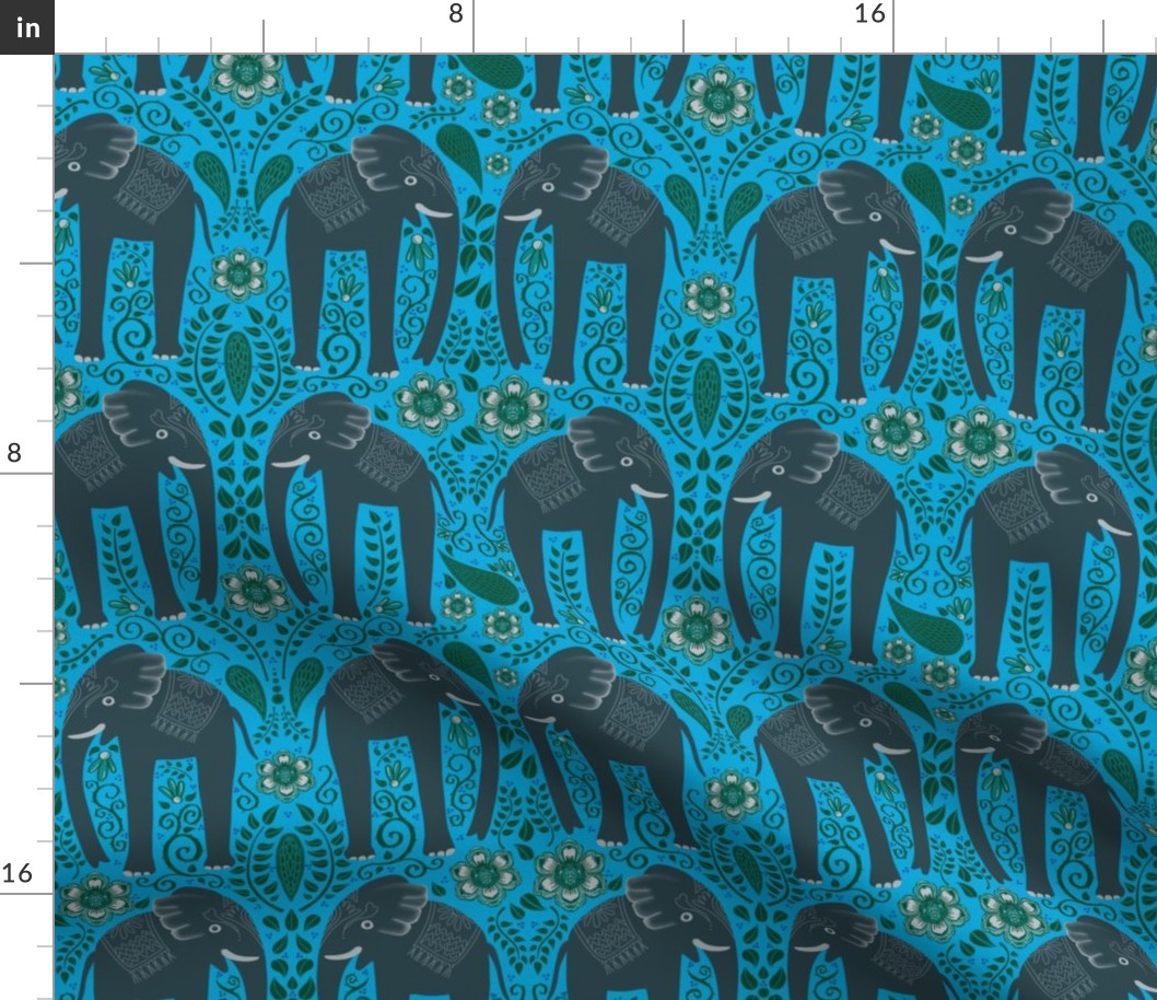 Ultra Steady Elephants on blue