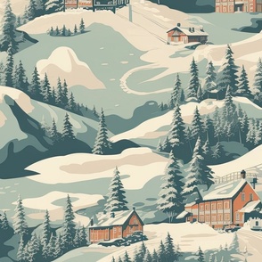 Vintage Ski Slope Blue