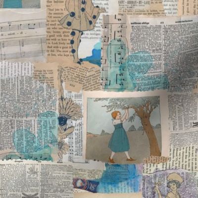 Blue Girls Paper Collage Medium