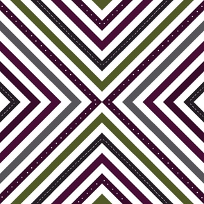 Modern Geometric Dot Stripe Purple, Green and Grey Design