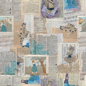 Blue Girls Paper Collage Small