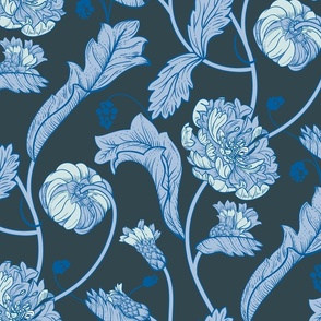 Large blue floral in Pantone's ultra steady wallpaper palette