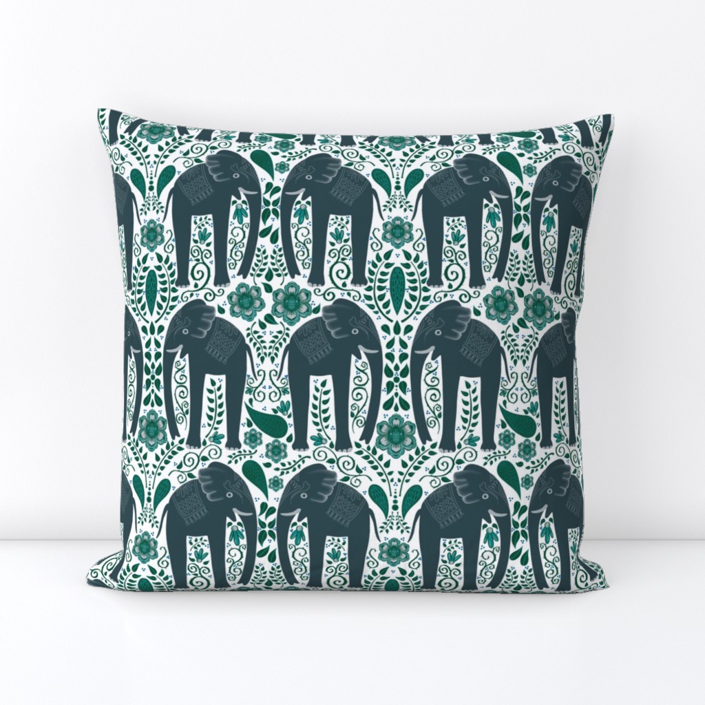 Cute elephants on white