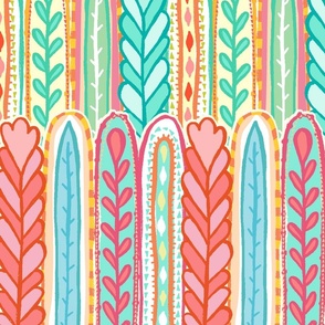 Infinite Rows of Whimsical Garden in Bright Colors - XL