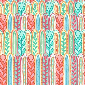 Infinite Rows of Whimsical Garden in Bright Colors - Large