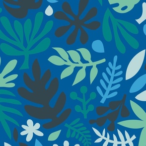 Blue Lagoon Tropical Leaves - Medium Blue