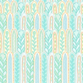 Infinite Rows of Whimsical Garden in Pastels - Large