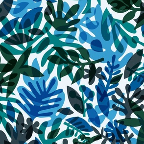 Blue Lagoon Tropical Leaves - Overlay