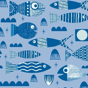 Plenty of fishes in the sea Blue grey