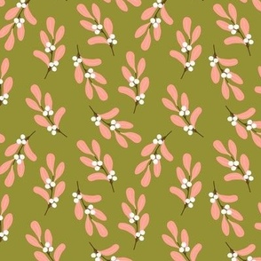 Mistletoe pink on green