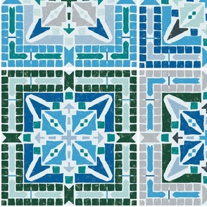 Old Castle Mosaic, Ultrasteady blue green, 24 inch
