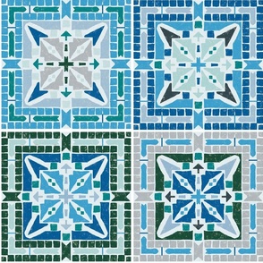 Old Castle Mosaic, Ultrasteady blue green, 18 inch