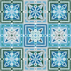 Old Castle Mosaic, Ultrasteady blue green, 24 inch