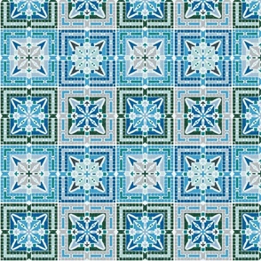 Old Castle Mosaic, Ultrasteady blue green, 8 inch