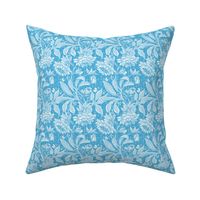 (XS) Hellebore Garden in Azure Blue / Monochromatic / The Ultra-Steady Palette Design Challenge / 4in x 5.33in Tiny small scale / see collections