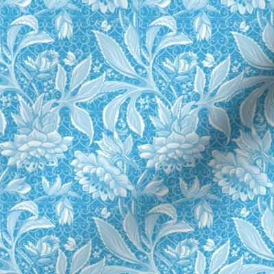 (XS) Hellebore Garden in Azure Blue / Monochromatic / The Ultra-Steady Palette Design Challenge / 4in x 5.33in Tiny small scale / see collections