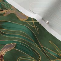 Art Nouveau Dragonflies in Emerald deco