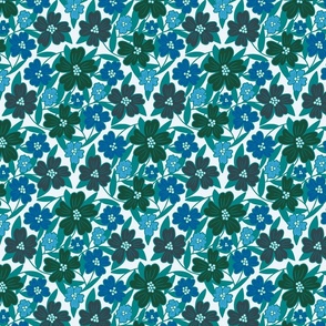 Seashell Floral in Blue and Green on Light Blue (Medium)