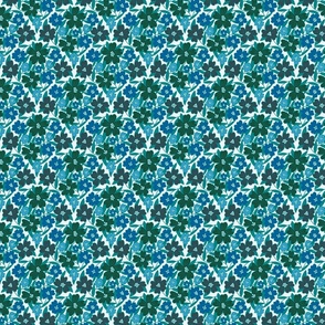 Seashell Floral in Blue and Green on Light Blue (Small)
