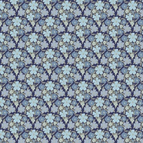 Seashell Floral in Blue and Taupe (Small)