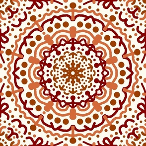 Mandala Rust Orange Cream Geometric Boho Pattern