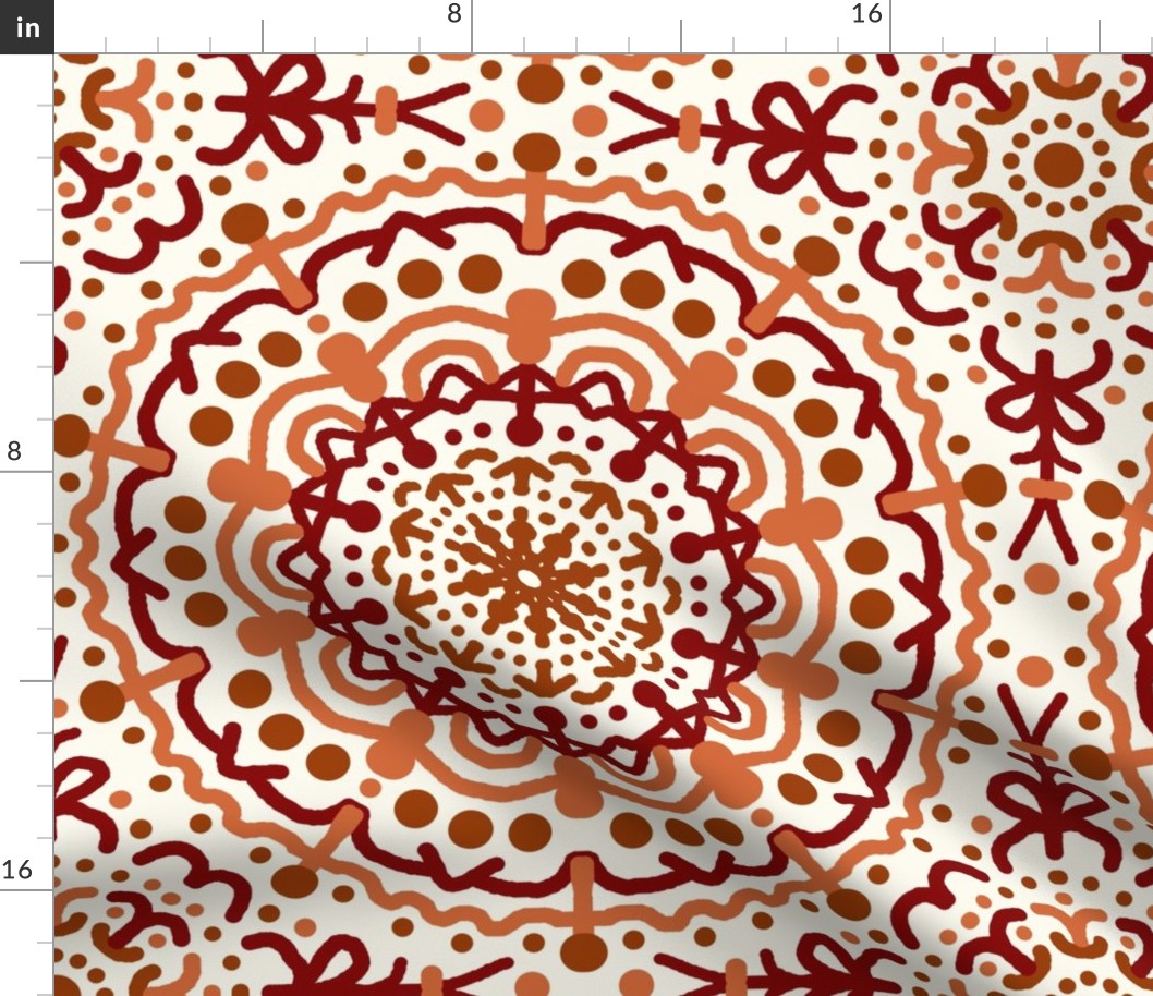 Mandala Rust Orange Cream Geometric Boho Pattern