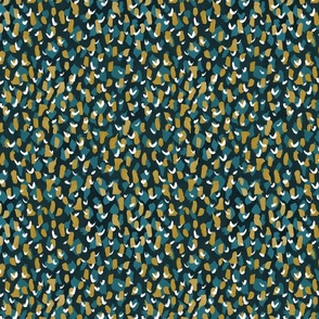 Textured Animal Spots Gold and Teal on Navy
