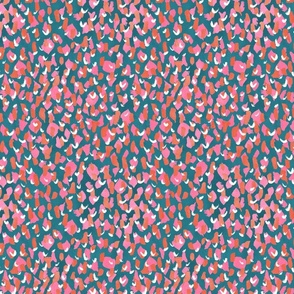 Textured Animal Spots Pink and Orange on Teal