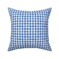 Beach House Blue Watercolor Gingham - Ditsy Scale - Sapphire Cobalt  Checkers Buffalo Plaid Checkers