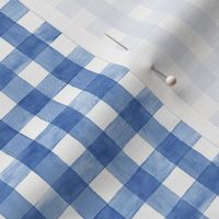 Beach House Blue Watercolor Gingham - Ditsy Scale - Sapphire Cobalt  Checkers Buffalo Plaid Checkers