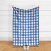 Beach House Blue Watercolor Gingham - Large Scale - Sapphire Cobalt  Checkers Buffalo Plaid Checkers