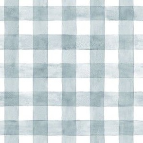 Soft French Blue Watercolor Gingham - Small Scale - Blue Grey Gray Serenity Checkers Buffalo Plaid Checkers