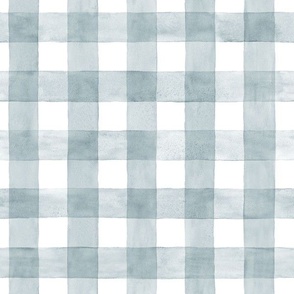 Soft French Blue Watercolor Gingham - Medium Scale - Blue Grey Gray Serenity Checkers Buffalo Plaid Checkers