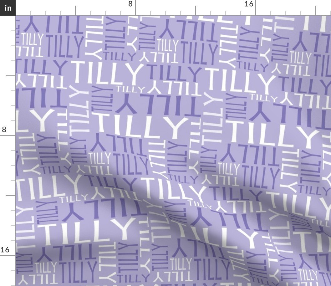 Personalised Name Fabric - Little Birdy Purple/Lavender