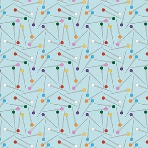 Scattered Sewing Pins Blue Background- Small Print