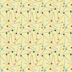 Scattered Sewing Pins Yellow Background- Small Print