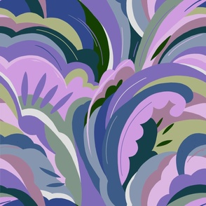 Colour Waves - Lilac, Sage Green and Navy - large scale