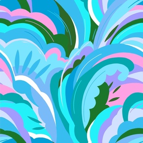 Colour Waves - Pink, Blue and Emerald Green - large scale