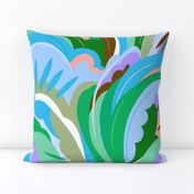 Colour Waves - Viridian Green, Blue and Orange - large scale